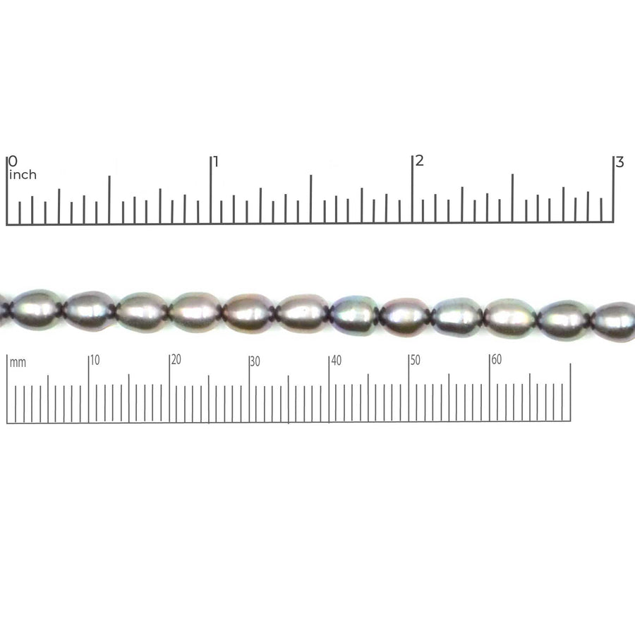 Dyed Grey Rice Pearls, 7mm