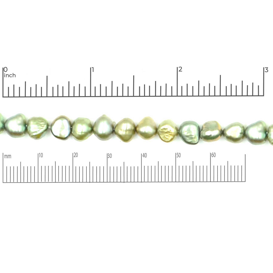 Dyed Light Olive Potato Pearls, 6-7mm