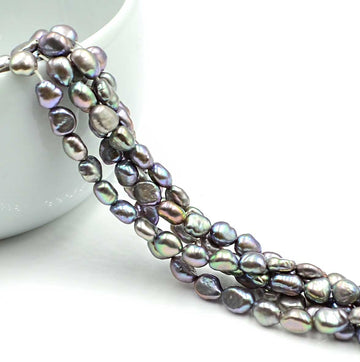 Dyed Light Grey Potato Pearls, 6mm
