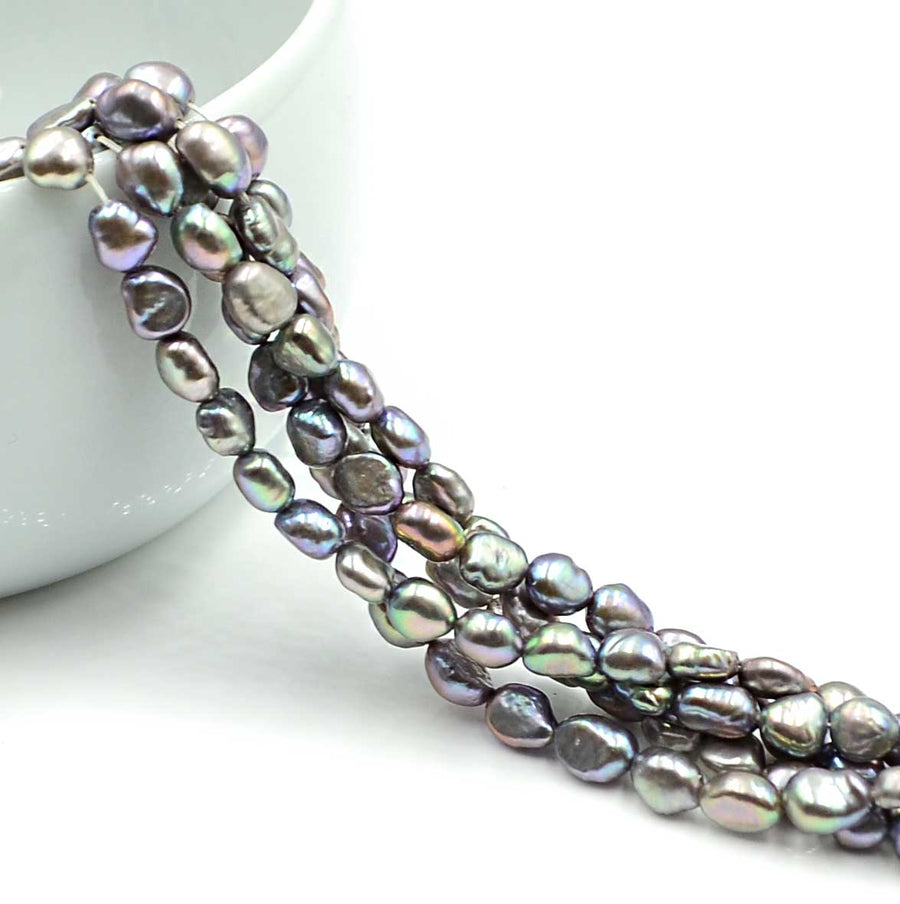 Dyed Light Grey Potato Pearls, 6mm