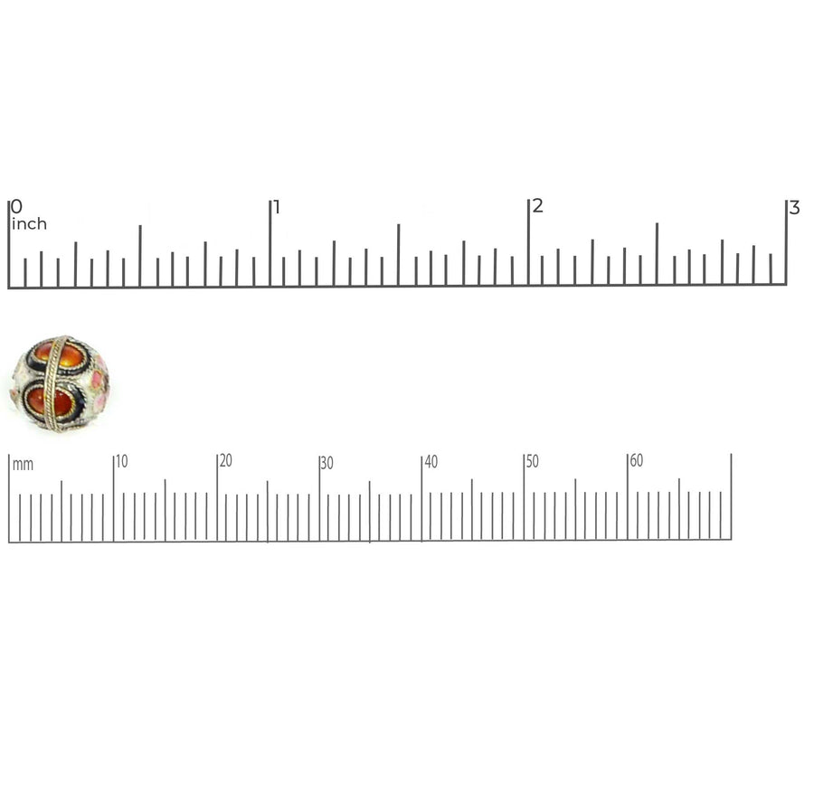 Enamel Bead- Orange & Black 10mm
