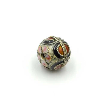 Enamel Bead- Orange & Black 10mm