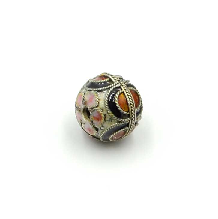 Enamel Bead- Orange & Black 10mm