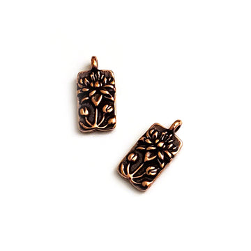 Floating Lotus Charm- Antique Copper