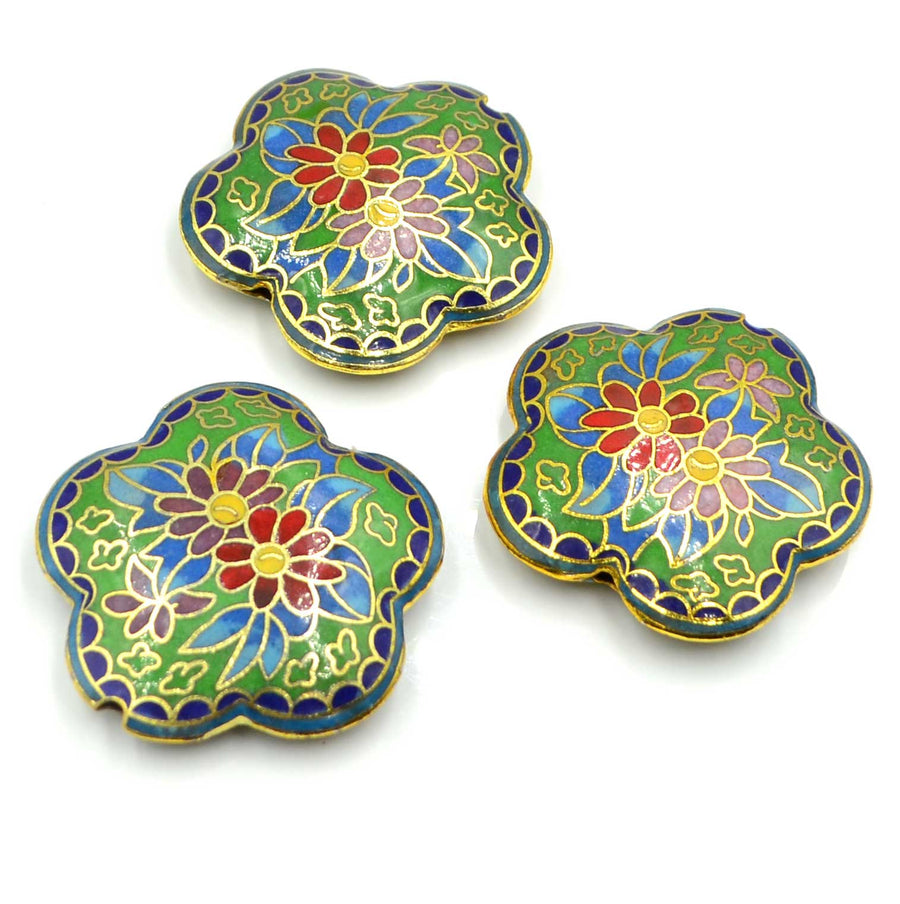 Cloisonné Bead- Floral Flower