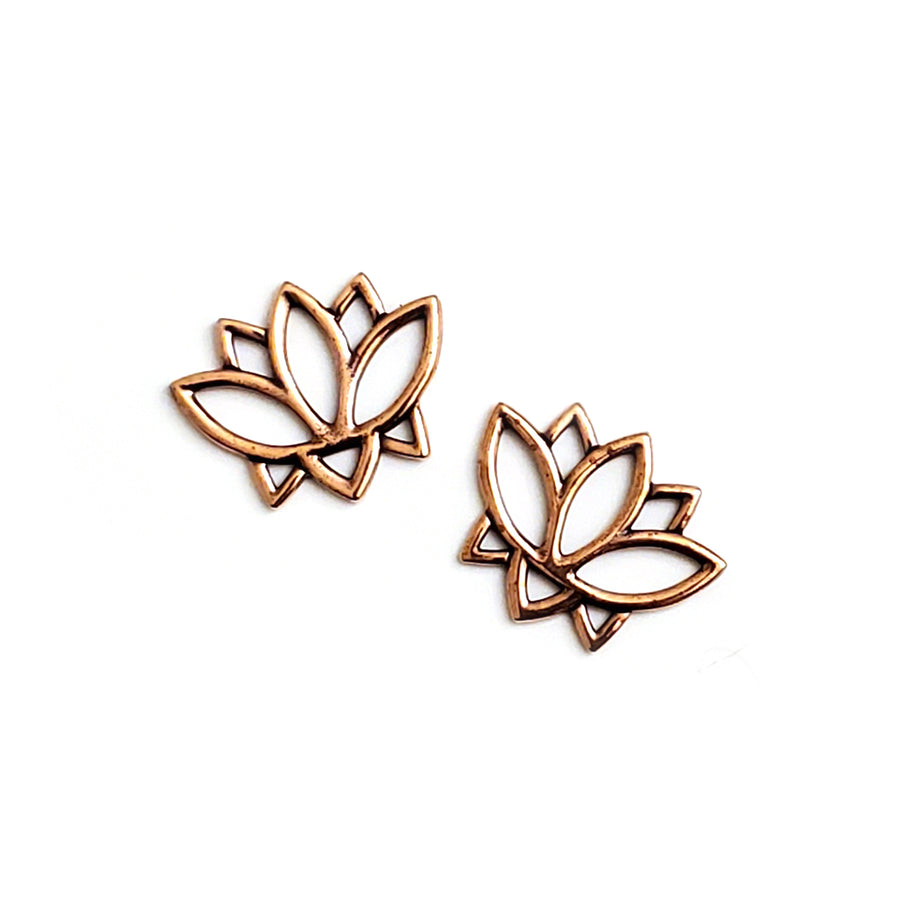 Open Lotus Link- Antique Copper