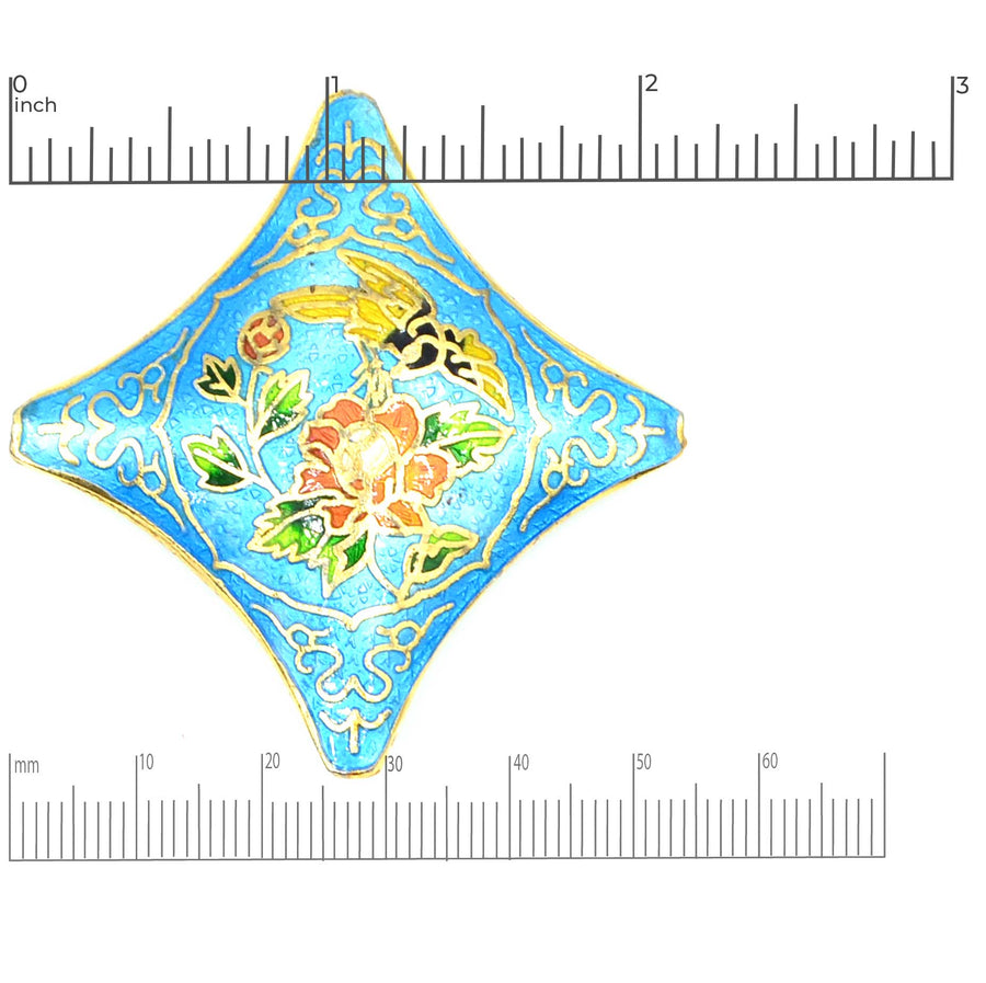 Cloisonné Bead- Diamond Turquoise Flower