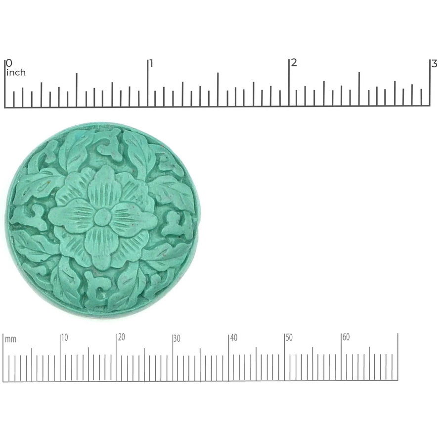 Lacquer Wood Bead- Turquoise Floral