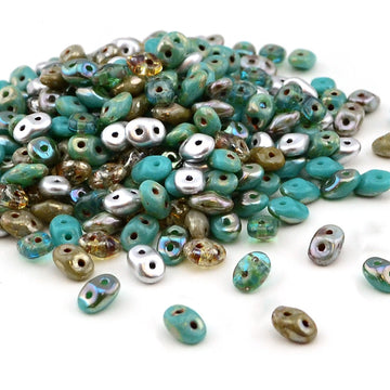 African Turquoise Mix , superduo - Helby, Beadshop.com