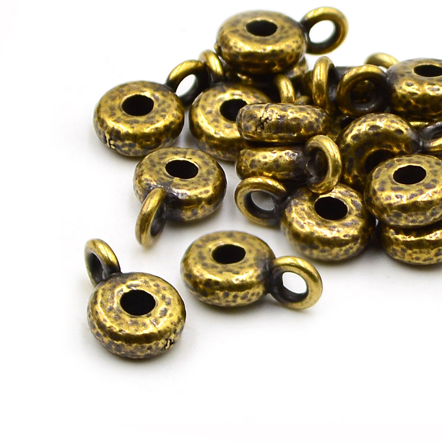 Hammered Spacer Bail- Antique Brass