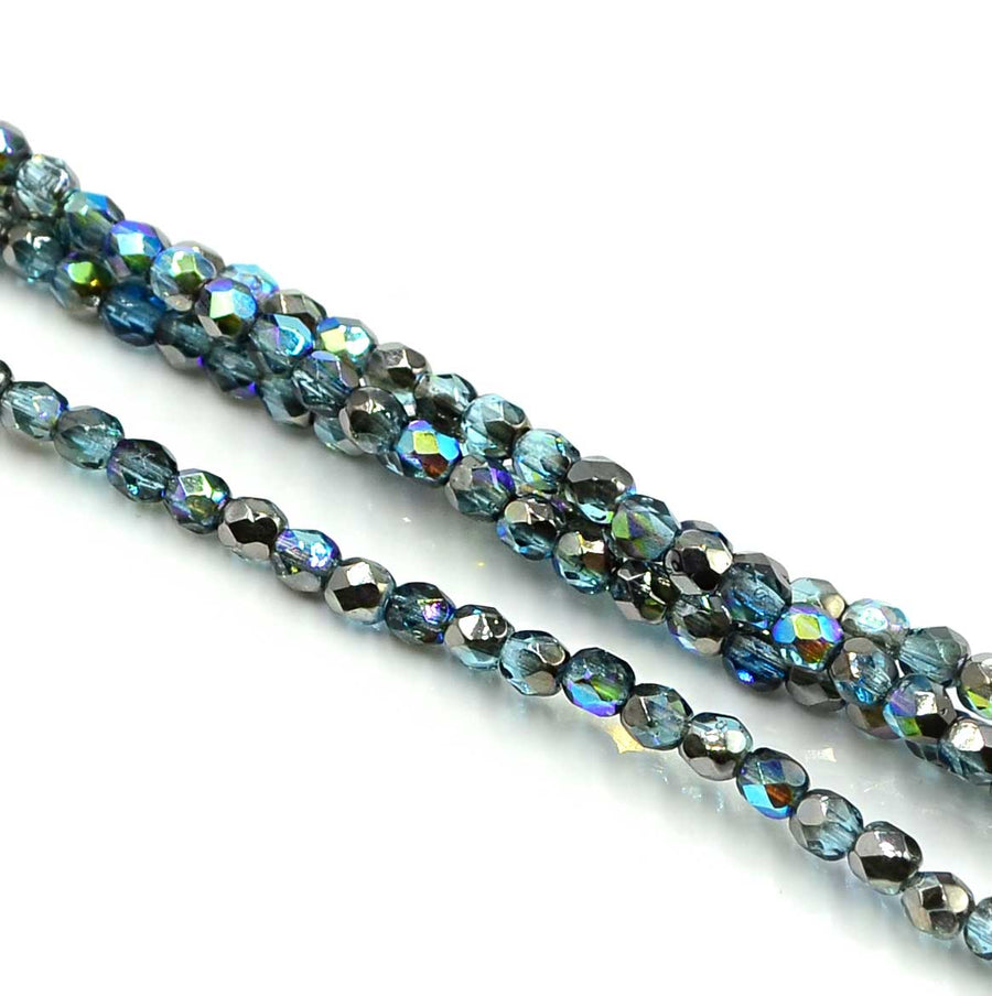 4mm- Aqua Graphite Rainbow