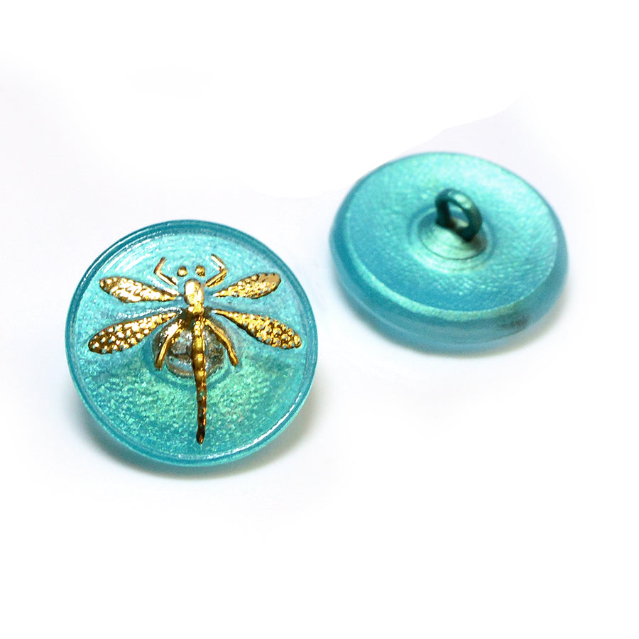 Dragonfly- Aqua Matte Gold - Beadshop.com