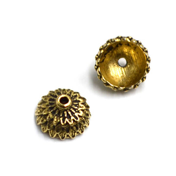 Acorn Caps, 8mm- Antique Gold (1 Pair)