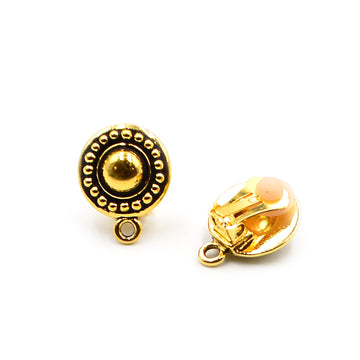 Beaded Clip-On Earring- Antique Gold (1 pair)