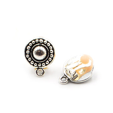 Beaded Clip-On Earring- Antique Silver (1 pair)