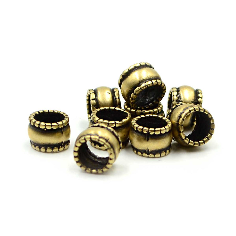 Beaded Edge Tube- Antique Brass