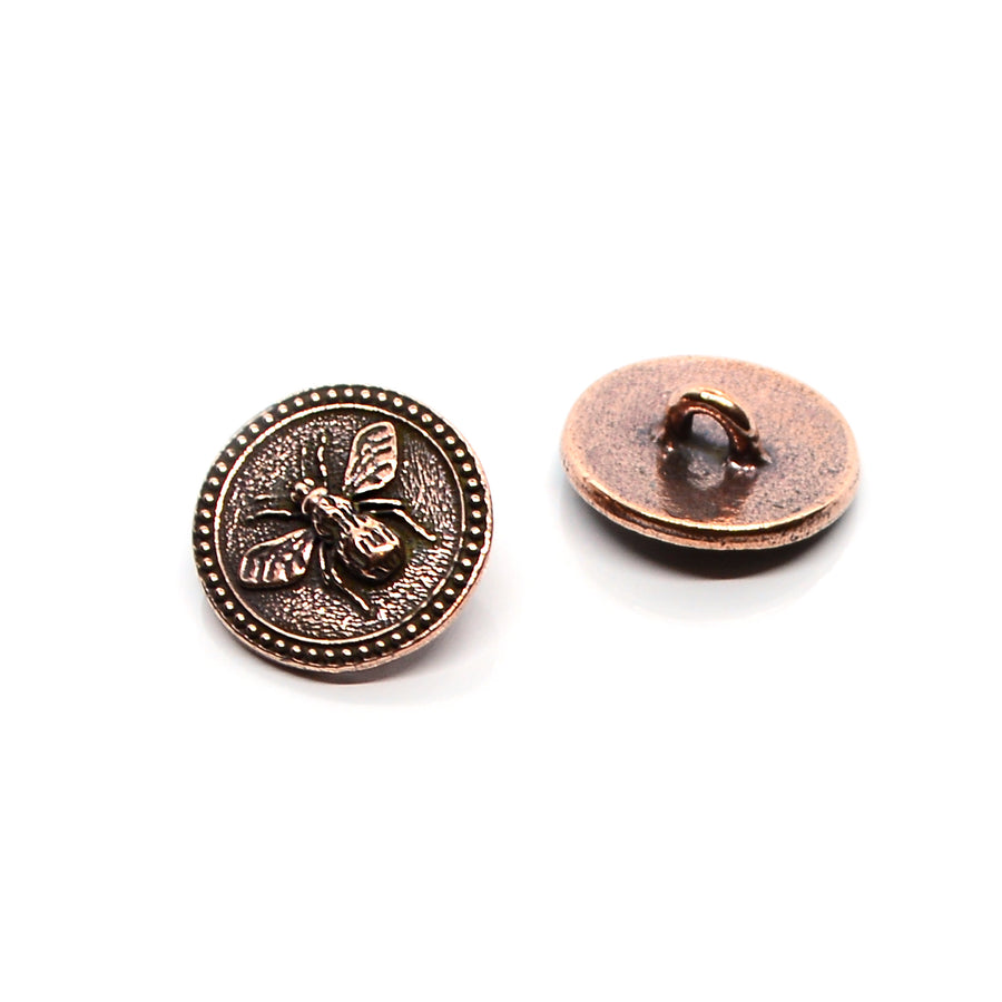 Bee Button- Antique Copper