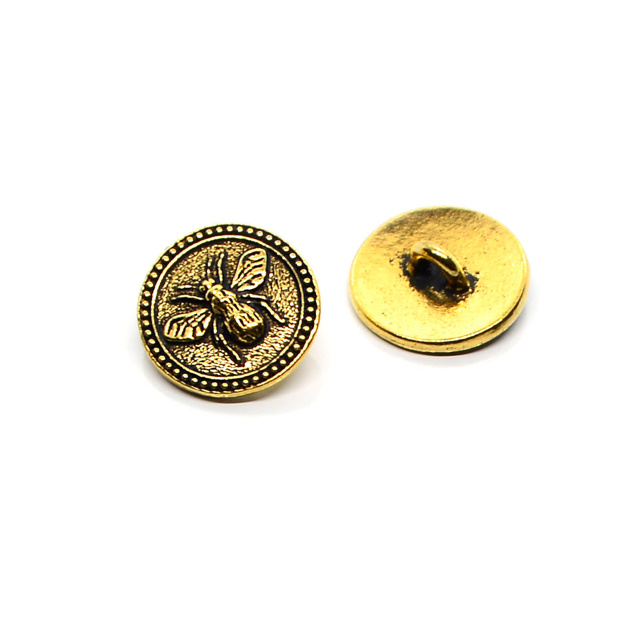 Bee Button- Antique Gold