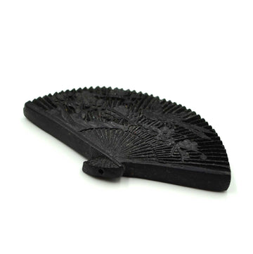 Lacquer Wood Bead- Black Fan