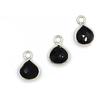 Black Spinel Sterling Silver Bezel Briolette