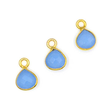 Blue Chalcedony 18k Gold Vermeil Bezel Briolette