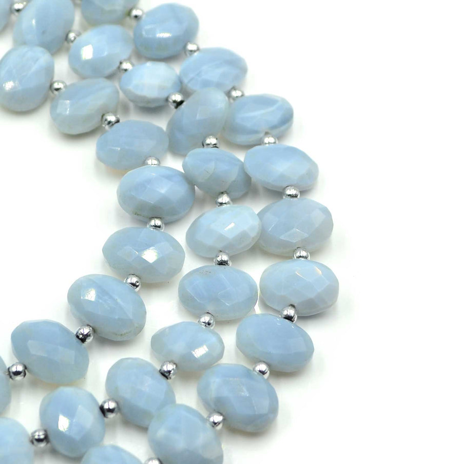 Blue Opal- Faceted Center Drilled Ovals
