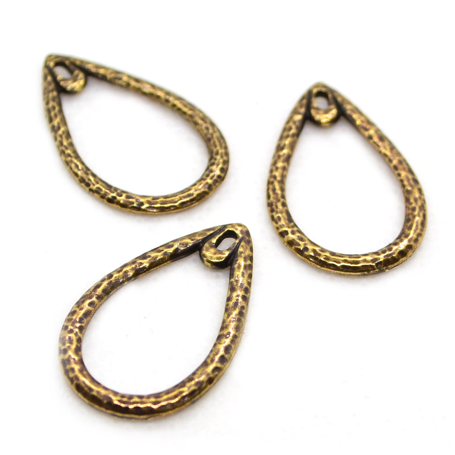 Hammered Teardrop- Antique Brass