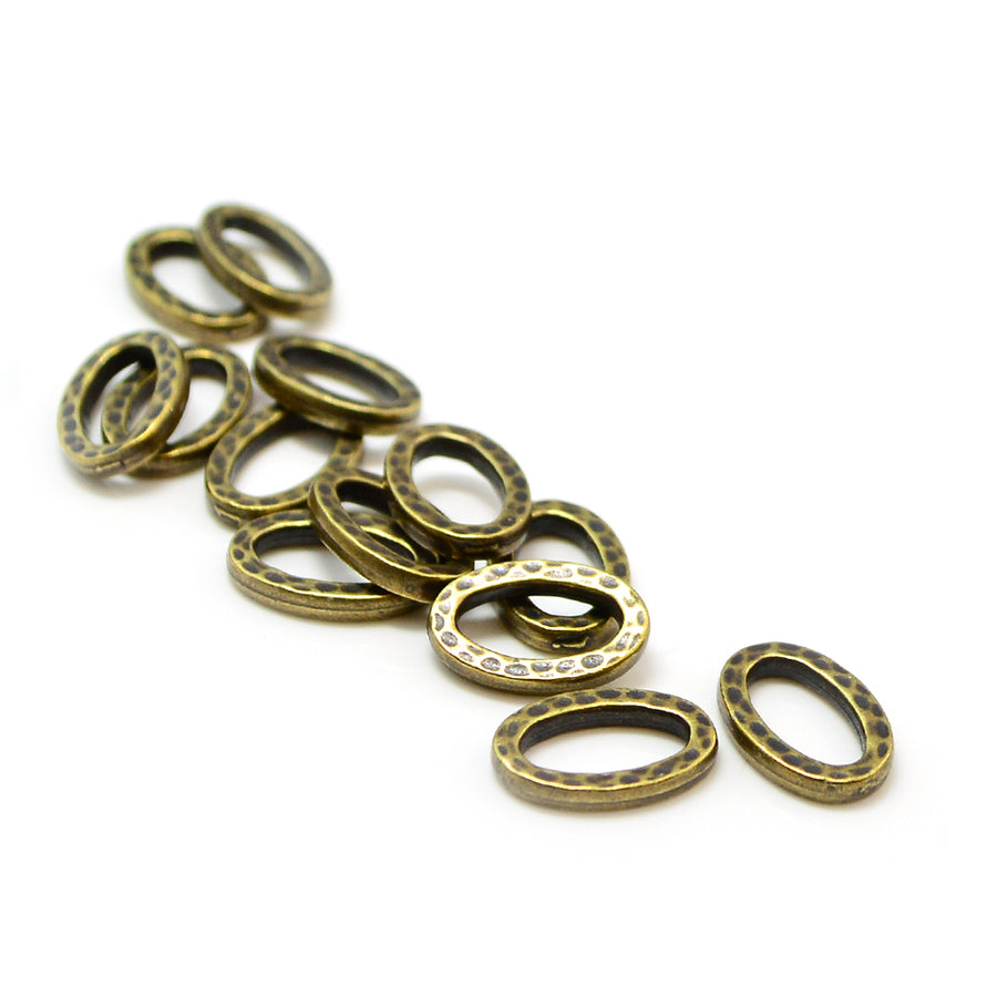 Small Hammertone Oval Ring- Antique Brass