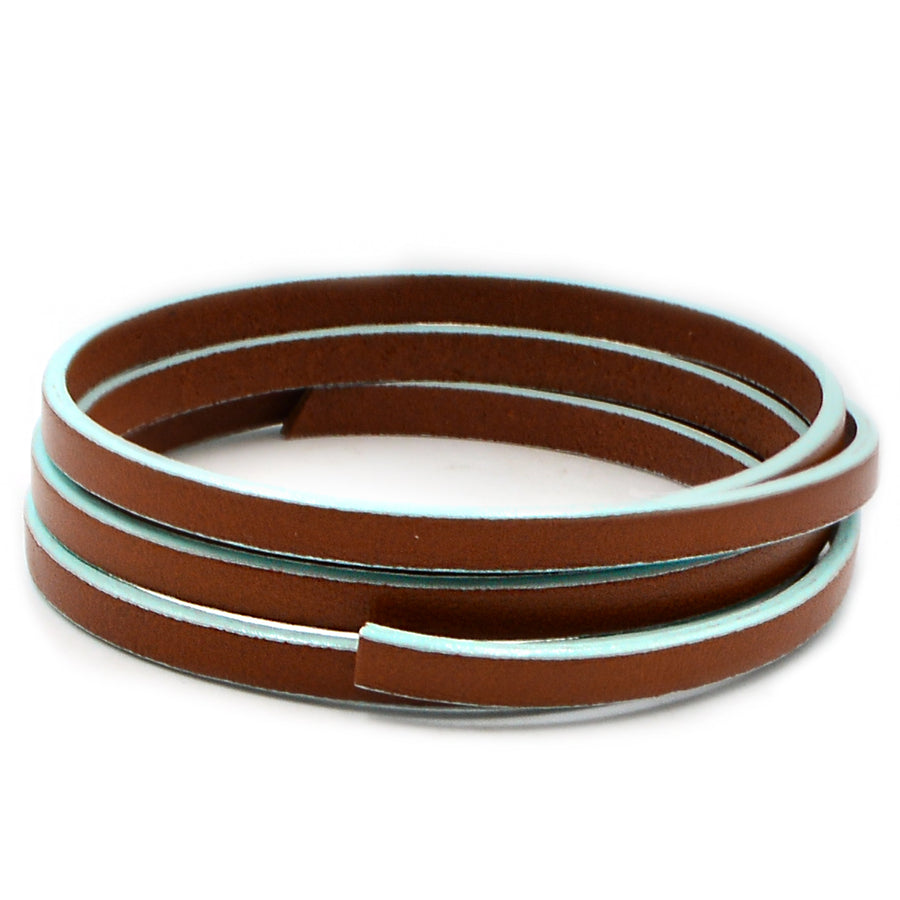 Brown With Turquoise- 5mm Strap Leather by the Yard