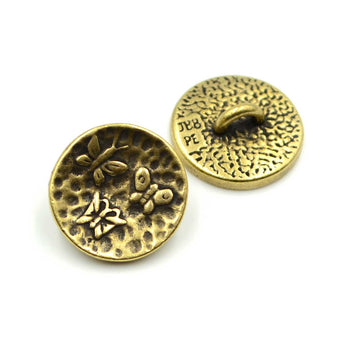 Butterfly Button- Antique Brass