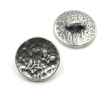 Butterfly Button- Antique Silver