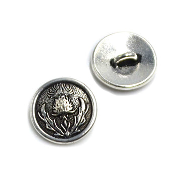 Thistle Button- Antique Silver