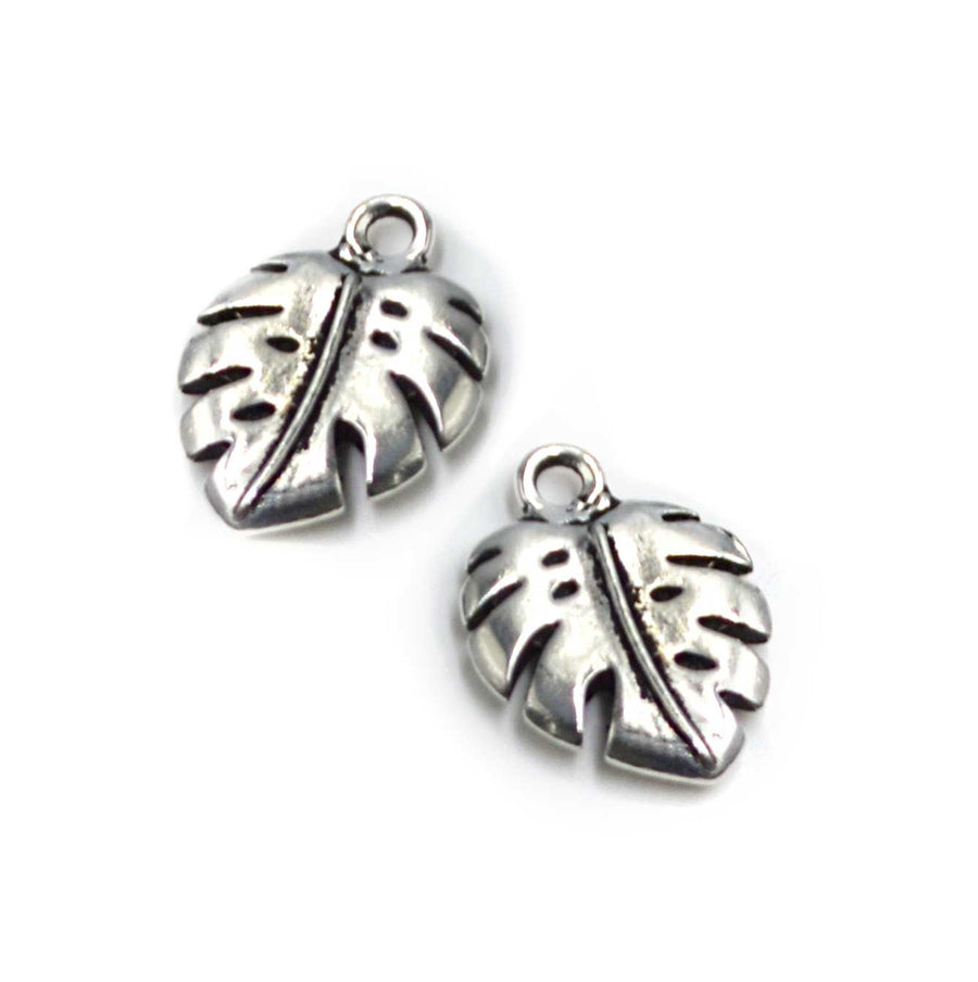 Monstera Charm- Antique Silver