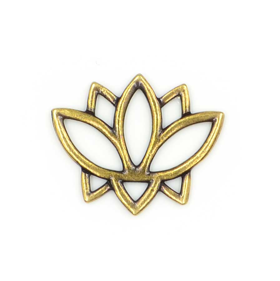 Open Lotus Link- Antique Brass