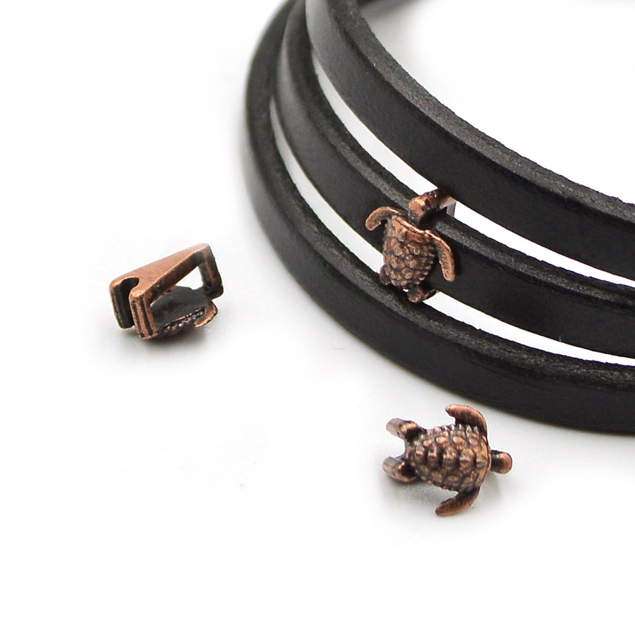 5mm Slider- Little Turtle- Antique Copper