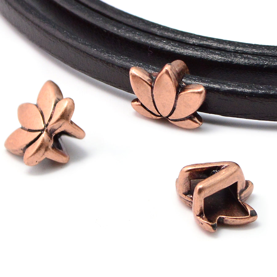 5mm Slider- Open Blossom- Antique Copper