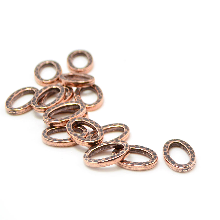 Small Hammertone Oval Ring- Antique Copper