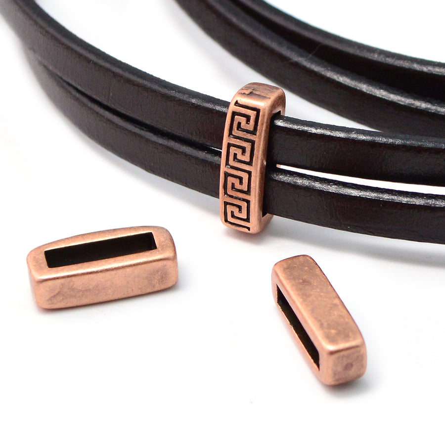 10mm Slider- Greek Key- Antique Copper
