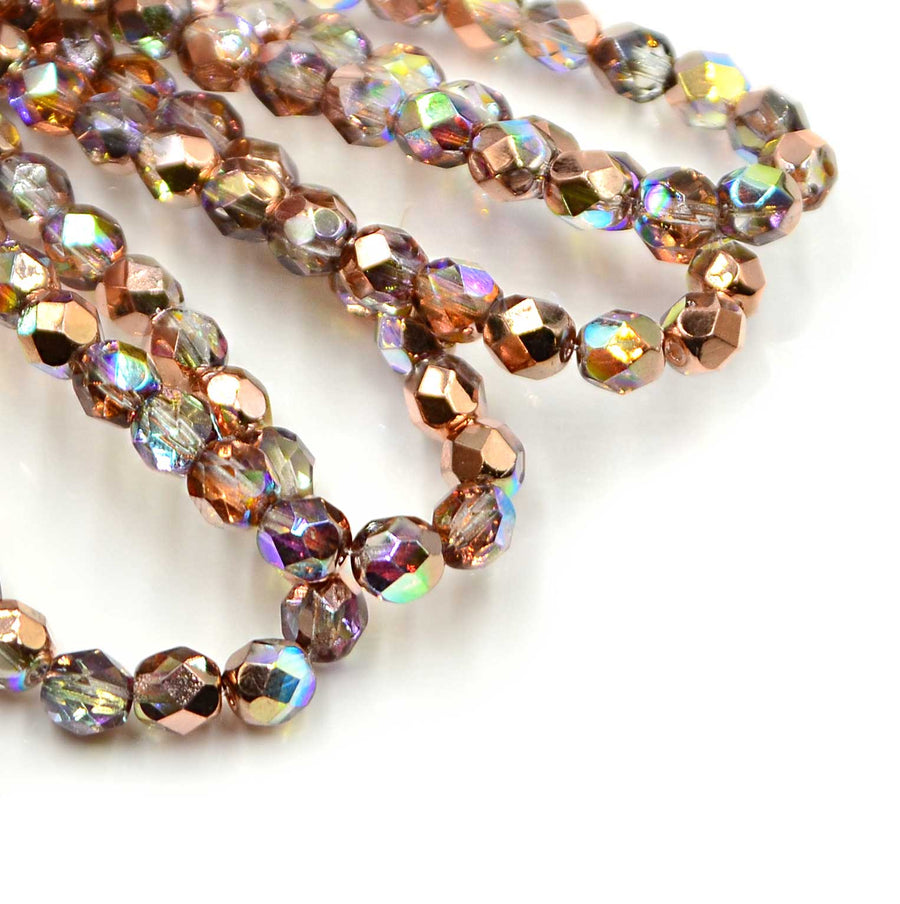 6mm- Crystal Copper Rainbow