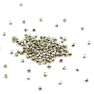 2mm- Crystal Nickel Plate , 2mm czech glass - Helby, Beadshop.com