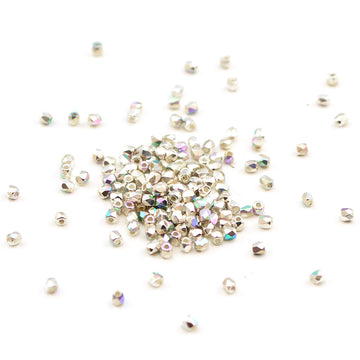2mm- Crystal Silver Plate AB , 2mm czech glass - Helby, Beadshop.com