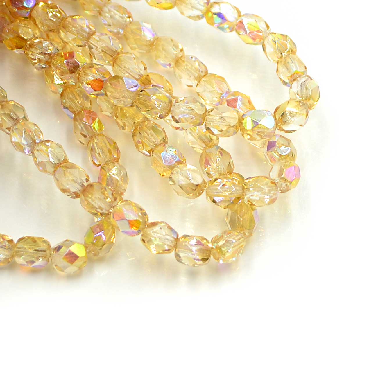 6mm- Crystal Yellow Rainbow | Czech Glass | Glass Beads – Beadshop.com