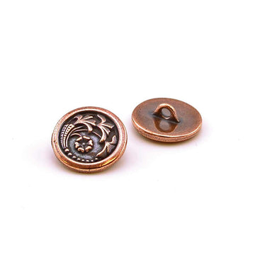 Czech Flower- Copper , Buttons - Tierracast, Beadshop.com