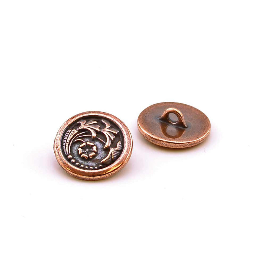 Czech Flower- Copper , Buttons - Tierracast, Beadshop.com