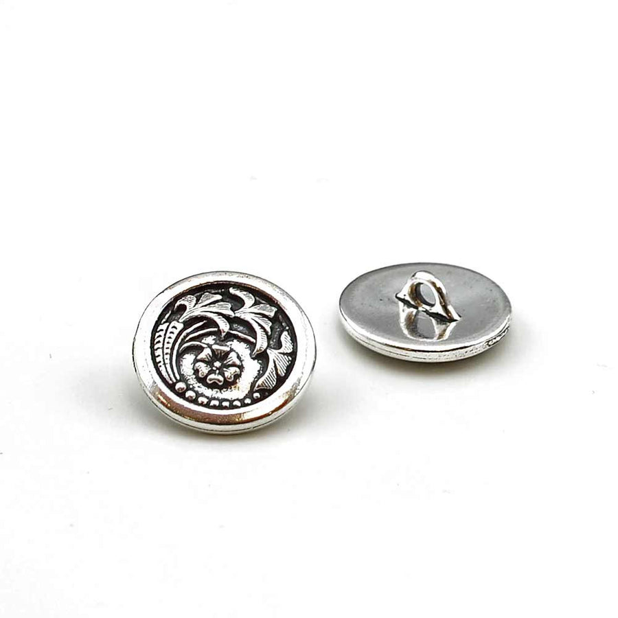 Czech Flower- Silver , Buttons - Tierracast, Beadshop.com