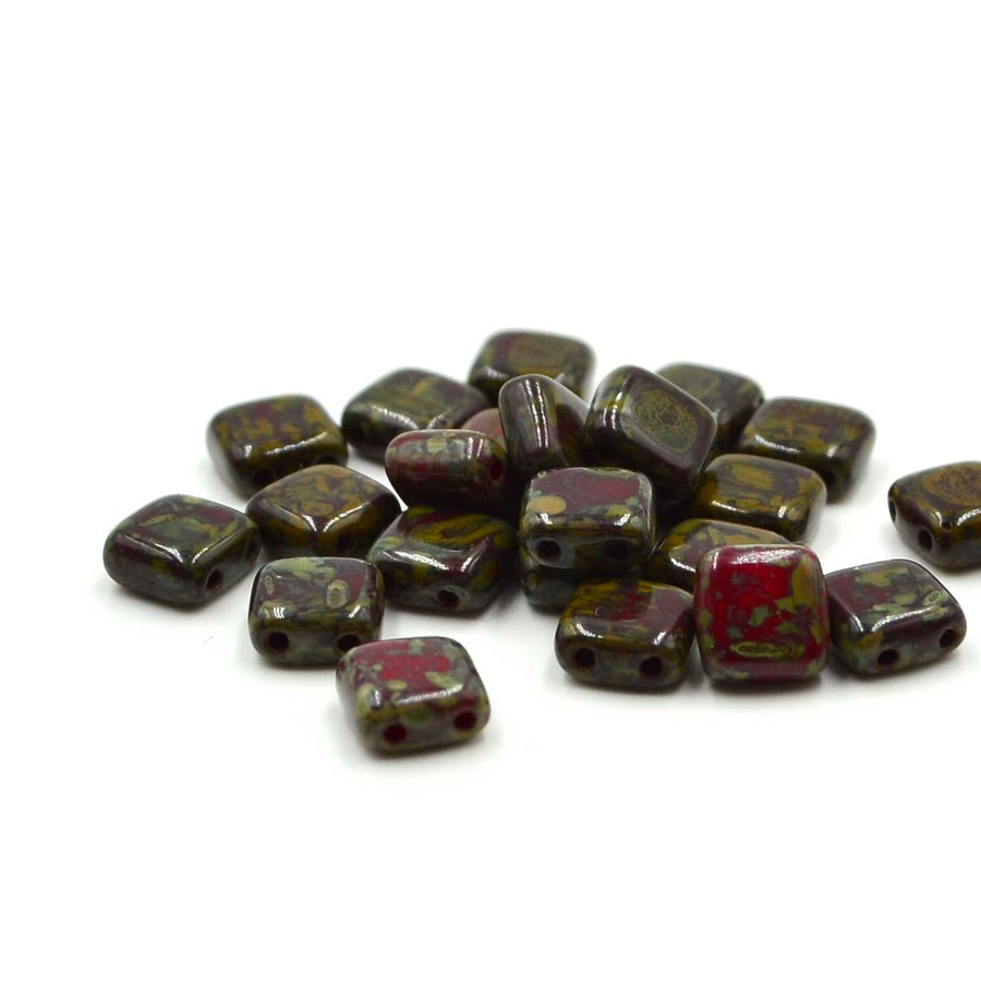 CzechMates Tiles- Picasso Opaque Coral Red