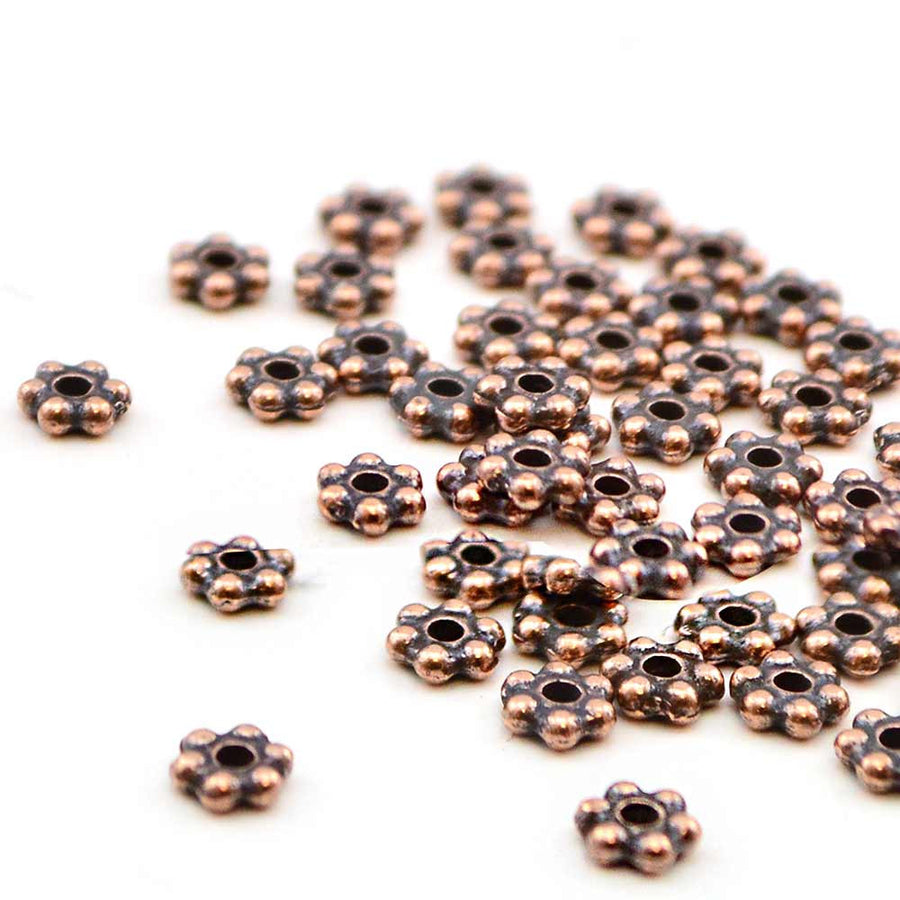 Tierra Daisy Spacers- Antique Copper (50 pieces)