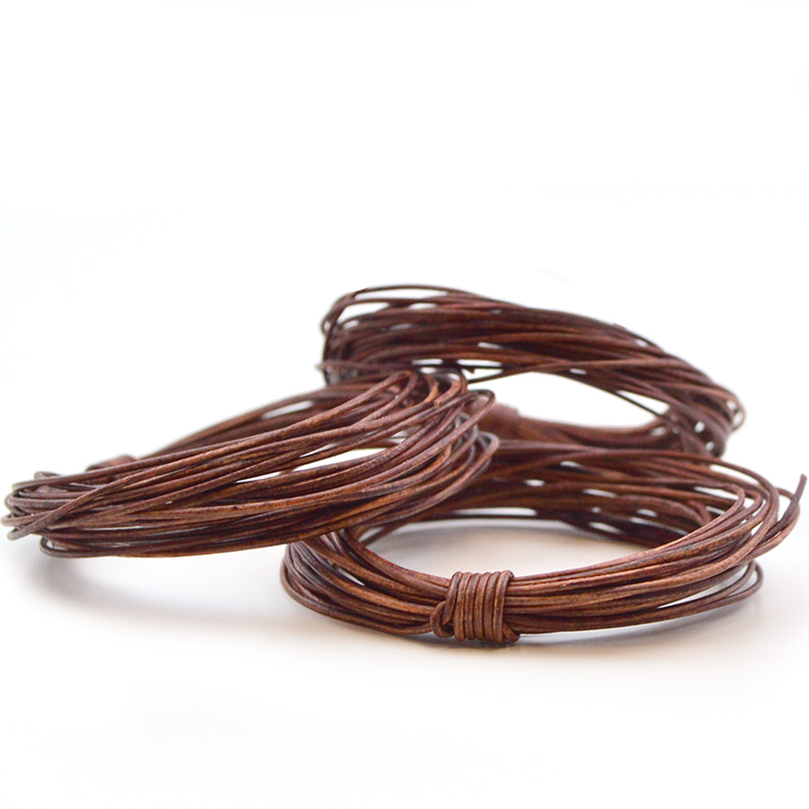 Distressed Brown- .5mm Indian , Leather - Leathercord USA, Beadshop.com - 2