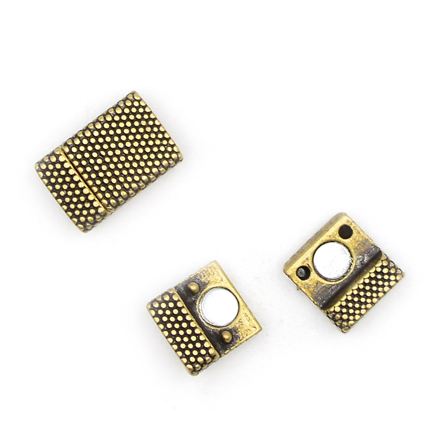 Flat Dots Clasp 10- Antique Brass