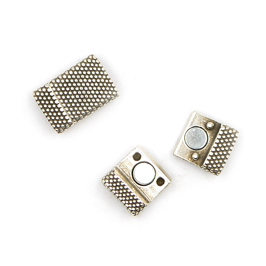 Flat Dots Clasp 10- Antique Silver